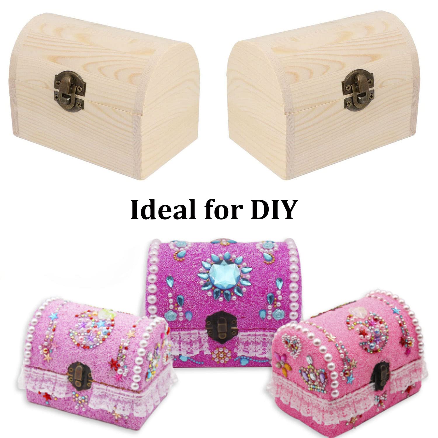 Hsiwto Hsiwto Unfinished Wood Box for DIY Craft Storage Jewelry and Toy Case - View 5 of 8