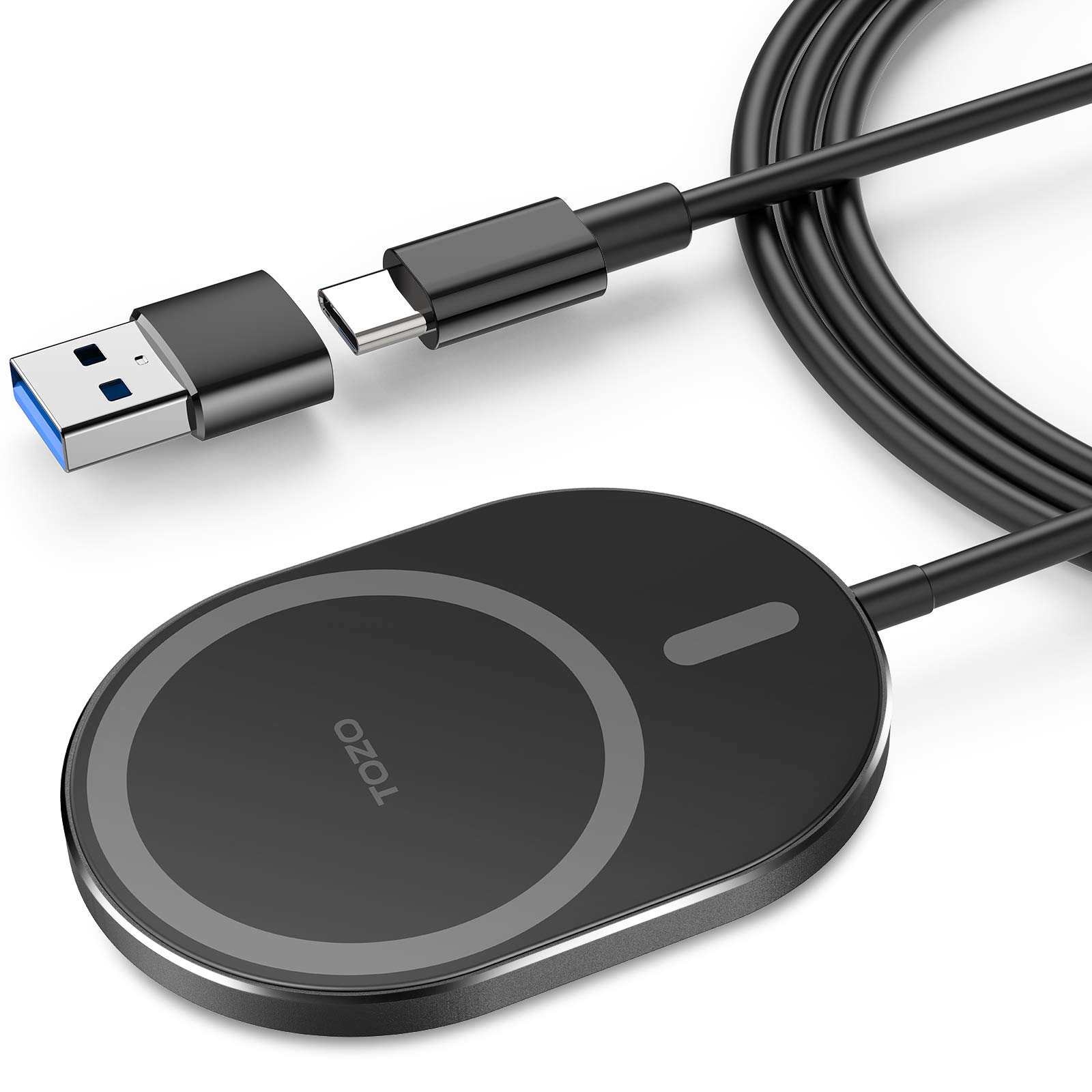TOZO TOZO W10 Wireless Charger: Fast Charging Pad for iPhone 16/15/14/13/12 - USB C, Aviation Aluminum Design