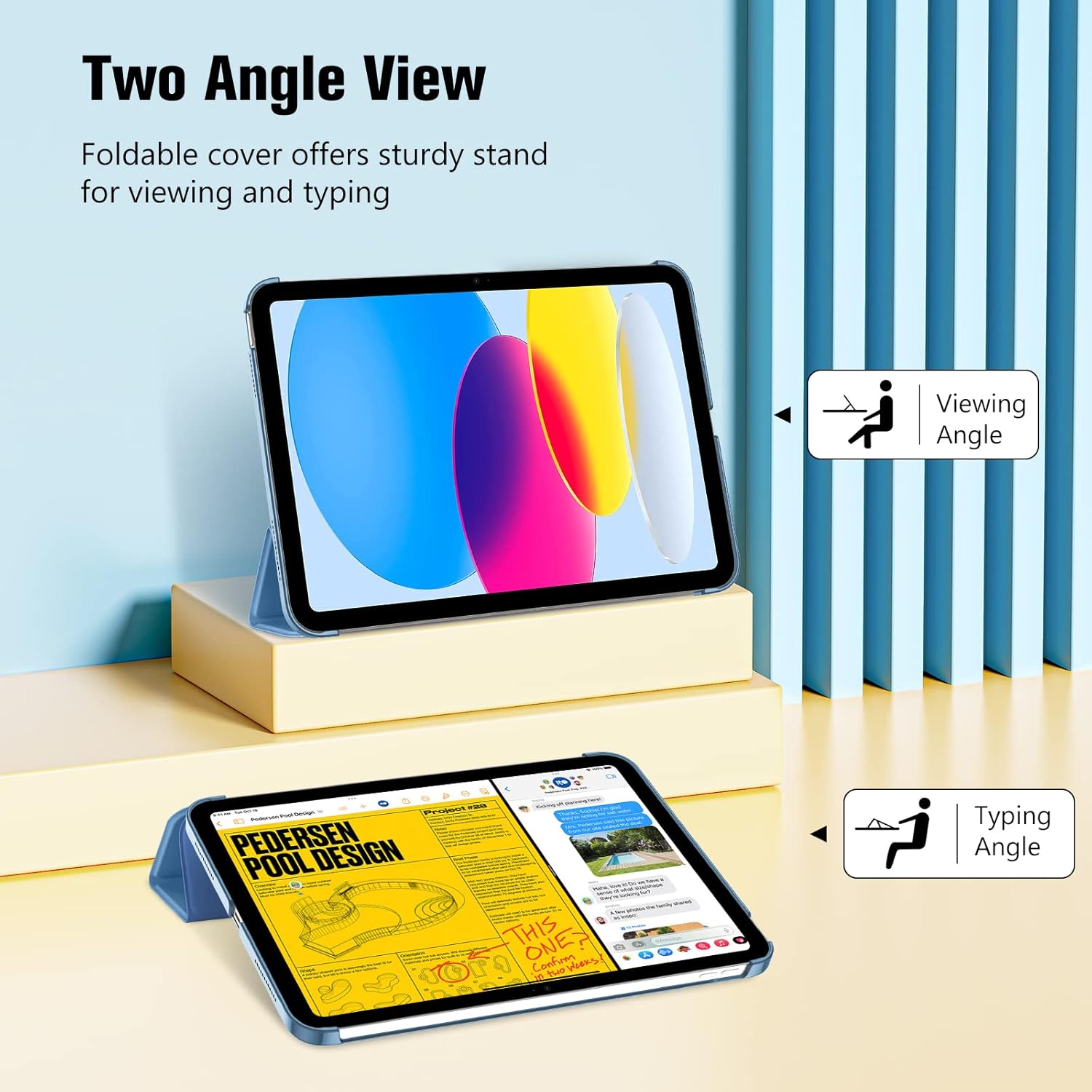 ProCase ProCase Slim Smart Cover for iPad 11th Generation 2025 and 10th Generation 2022 with Translucent Hard Shell Back in Blue - View 4 of 8