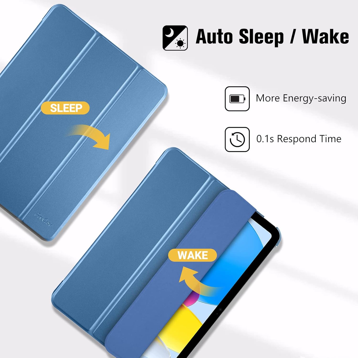 ProCase ProCase Slim Smart Cover for iPad 11th Generation 2025 and 10th Generation 2022 with Translucent Hard Shell Back in Blue - View 5 of 8