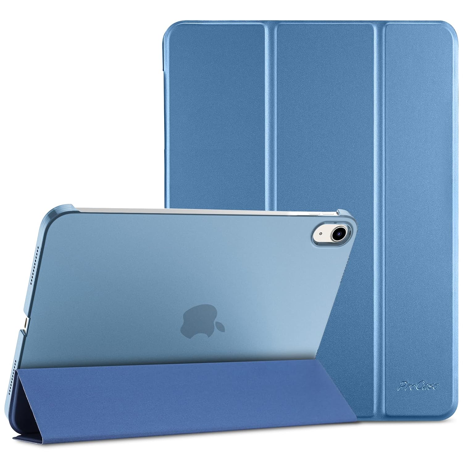 ProCase Slim Smart Cover for iPad 11th Generation 2025 and 10th Generation 2022 with Translucent Hard Shell Back in Blue