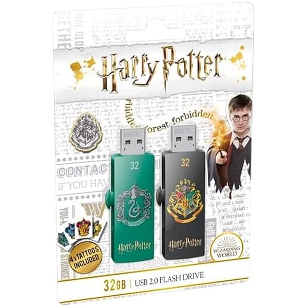 Emtec EMTEC Harry Potter M730 USB 2.0 Flash Drive 32GB - Slytherin & Hogwarts Duo Pack for Fans
