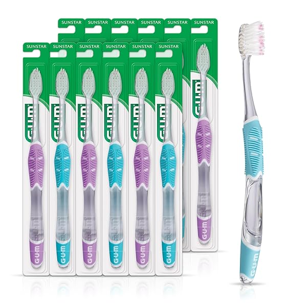 GUM GUM Technique Deep Clean Sensitive Toothbrush Ultra Soft Tapered Bristles Compact Head for Adults 12 Pack