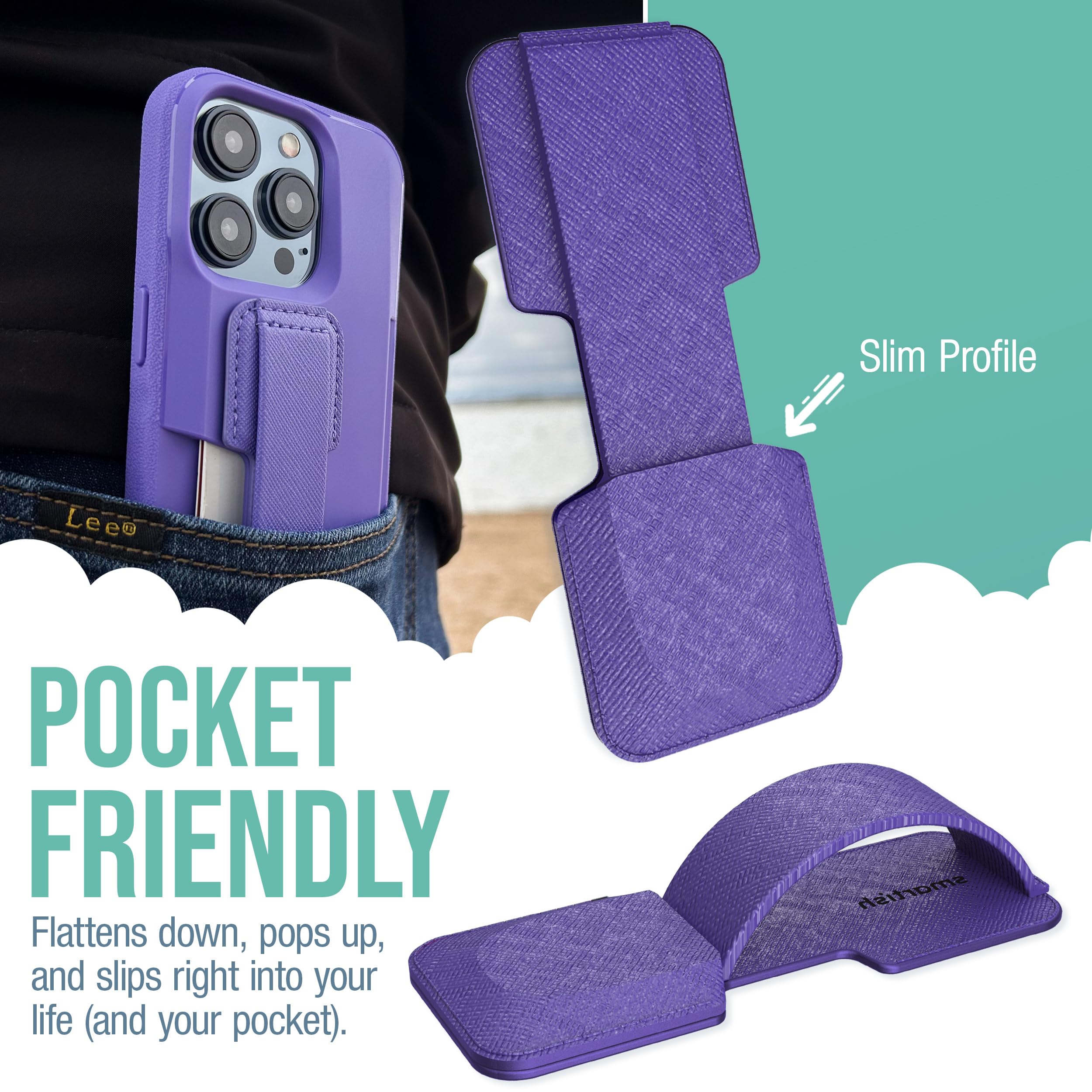 Smartish Smartish Phone Grip Loop - Prop Tart - Pop Out Finger Strap and Holder with Kick Stand [Compatible with All iPhone and Android Phones] - You're Just - View 3 of 7