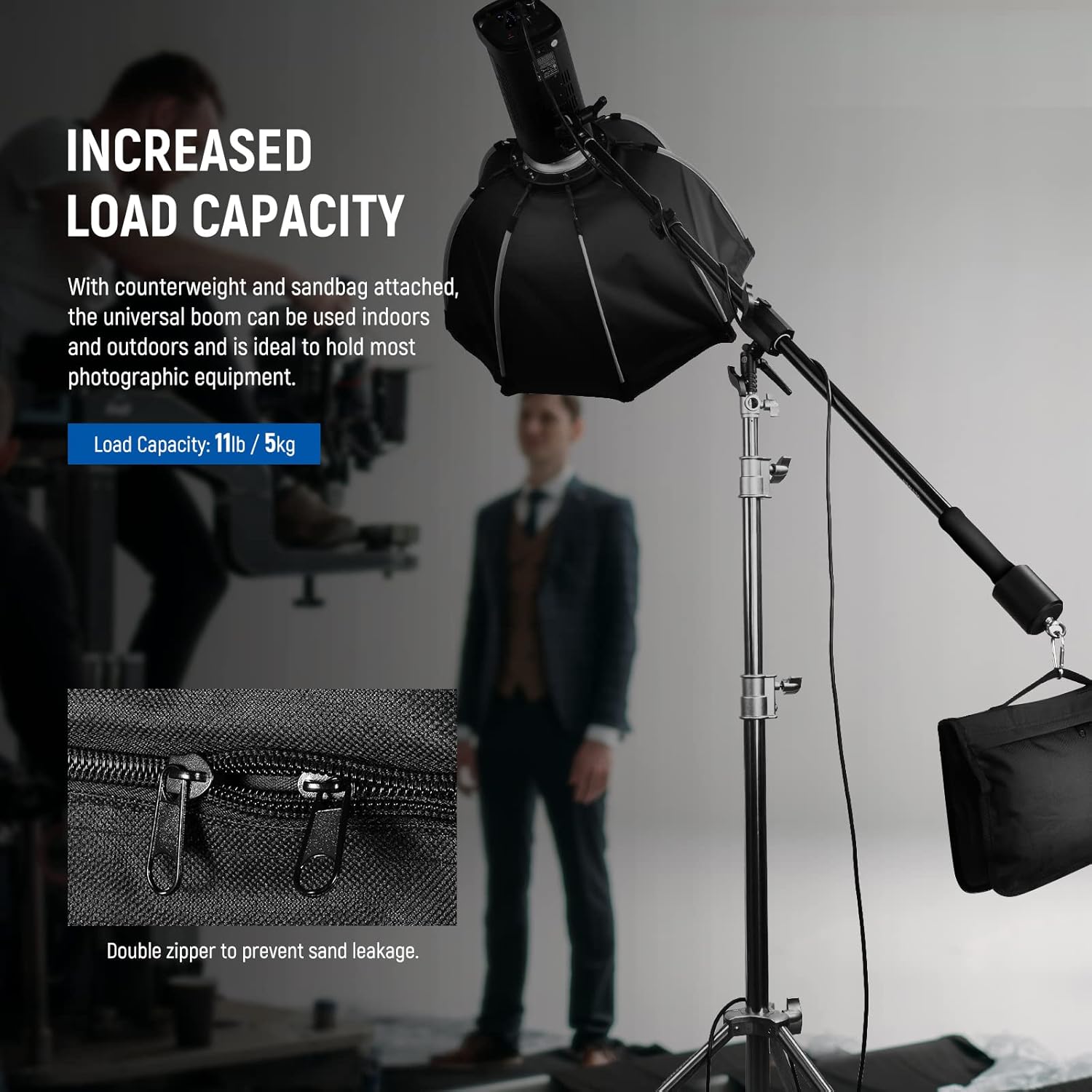 NEEWER NEEWER Tripod Boom Arm 35 to 61 inches with Counterweight Sandbag Compatible with Softbox Studio Light Flash Umbrella Ring Light Max Load 5kg - View 7 of 8