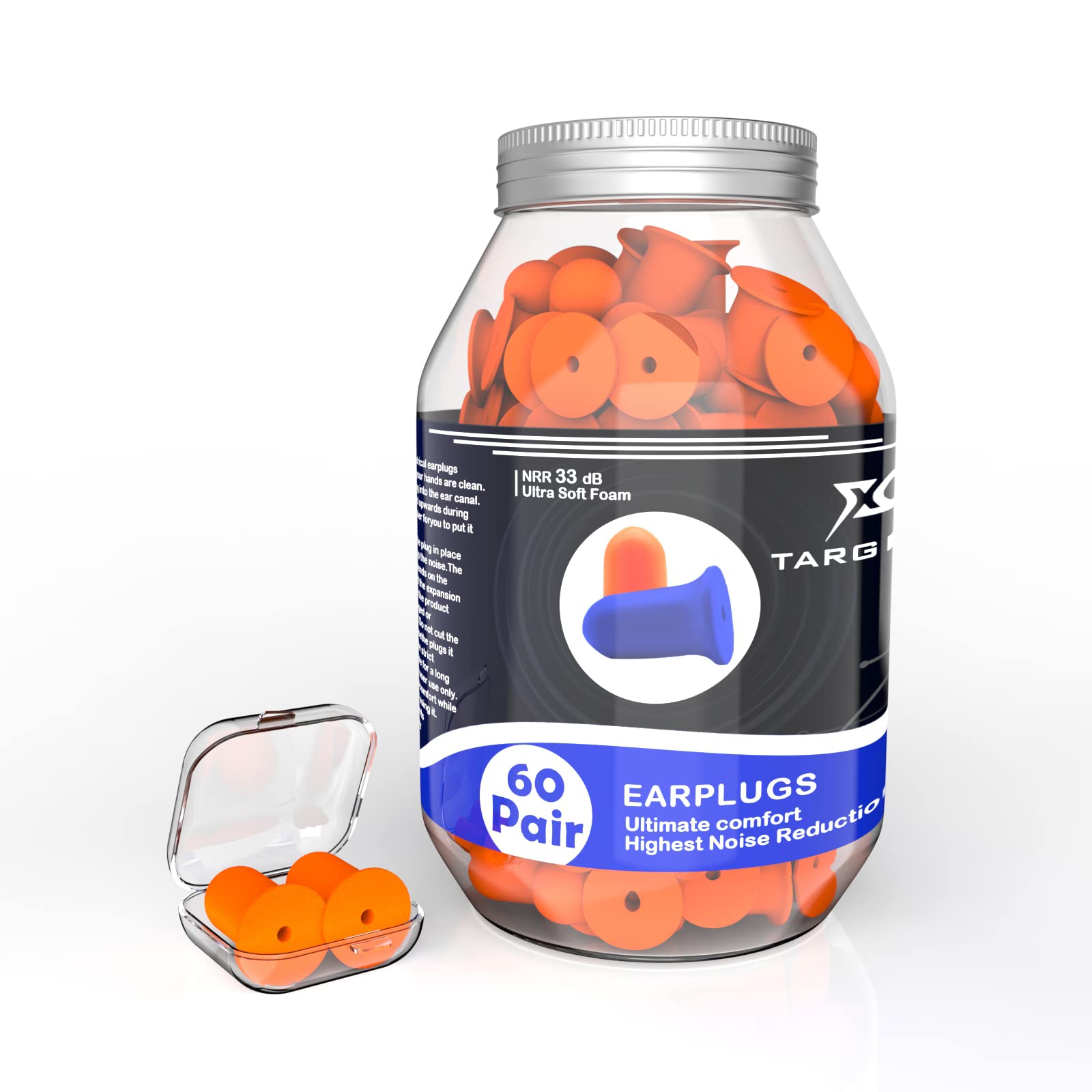 targeal 60 Pairs Ear Plugs for Sleeping Noise Cancelling - 33 dB Highest NRR Soft Foam Earplugs - Ear Protection Earbuds for Sleep, Snore, Concerts,