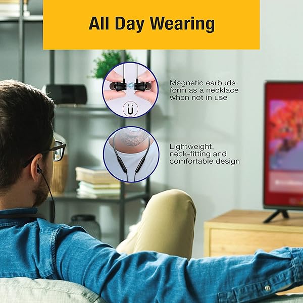 HomeSpot HomeSpot Wireless Neckband Headphones for TV: Bluetooth 5.3, No Delay, Lightweight, Ideal for Seniors - View 4 of 7