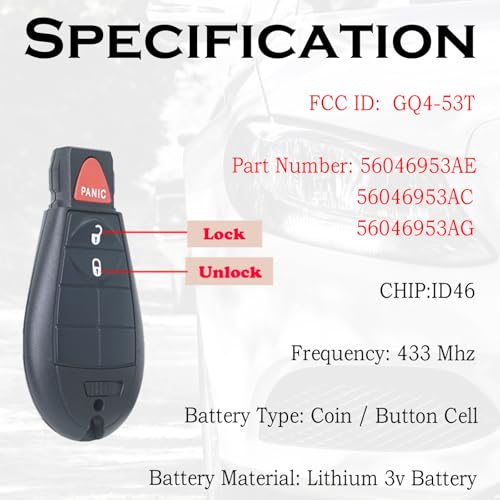 SUPALAND Replacement Car Key Fob for Dodge Ram 1500/2500/3500 (2013-2021) - Keyless Entry & Remote Start - Pack of 2 - View 4 of 8