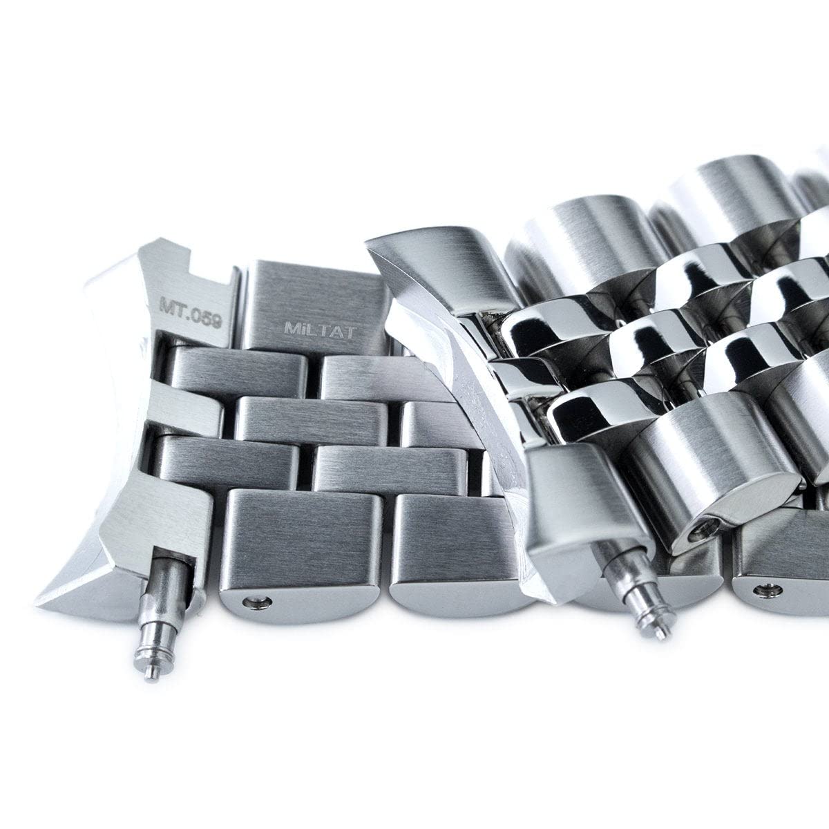 MiLTAT MiLTAT 22mm Angus JUB Watch Band for Seiko 5 Sports GMT SSK001 SSK003 SBSC003 V-Clasp 2 Tone Polished - View 3 of 5