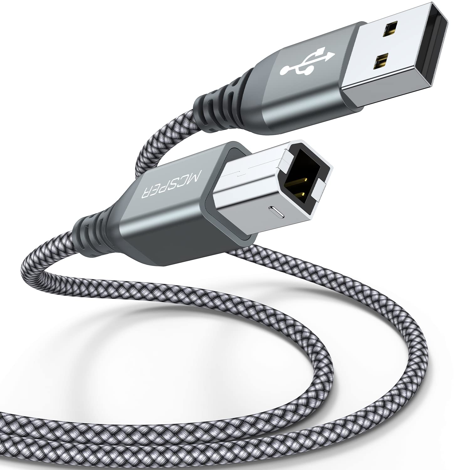 MCSPER 2 Pack 5FT USB Printer Cable - High-Speed USB A to B Cord for HP, Canon, Brother, Dell & More