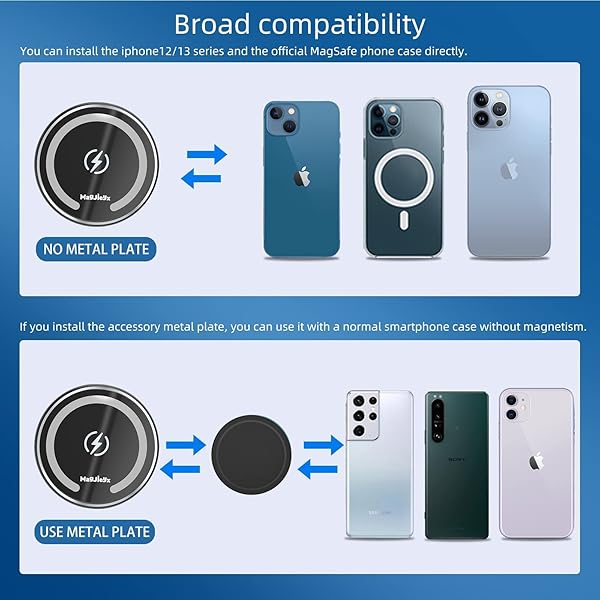 MAGJIEYX Magnetic Wireless Car Charger for iPhone 12 13 Mini Pro Max Auto Alignment Air Vent Dashboard Holder with 36W Fast Charger Dark Black - View 4 of 9