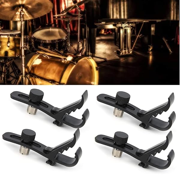 Watris Veiyi Drum Microphone Clip Set 4Pcs Shockproof Mounts for Secure Drum Rim Mic Clamps Musical Instrument Supplies - View 9 of 9