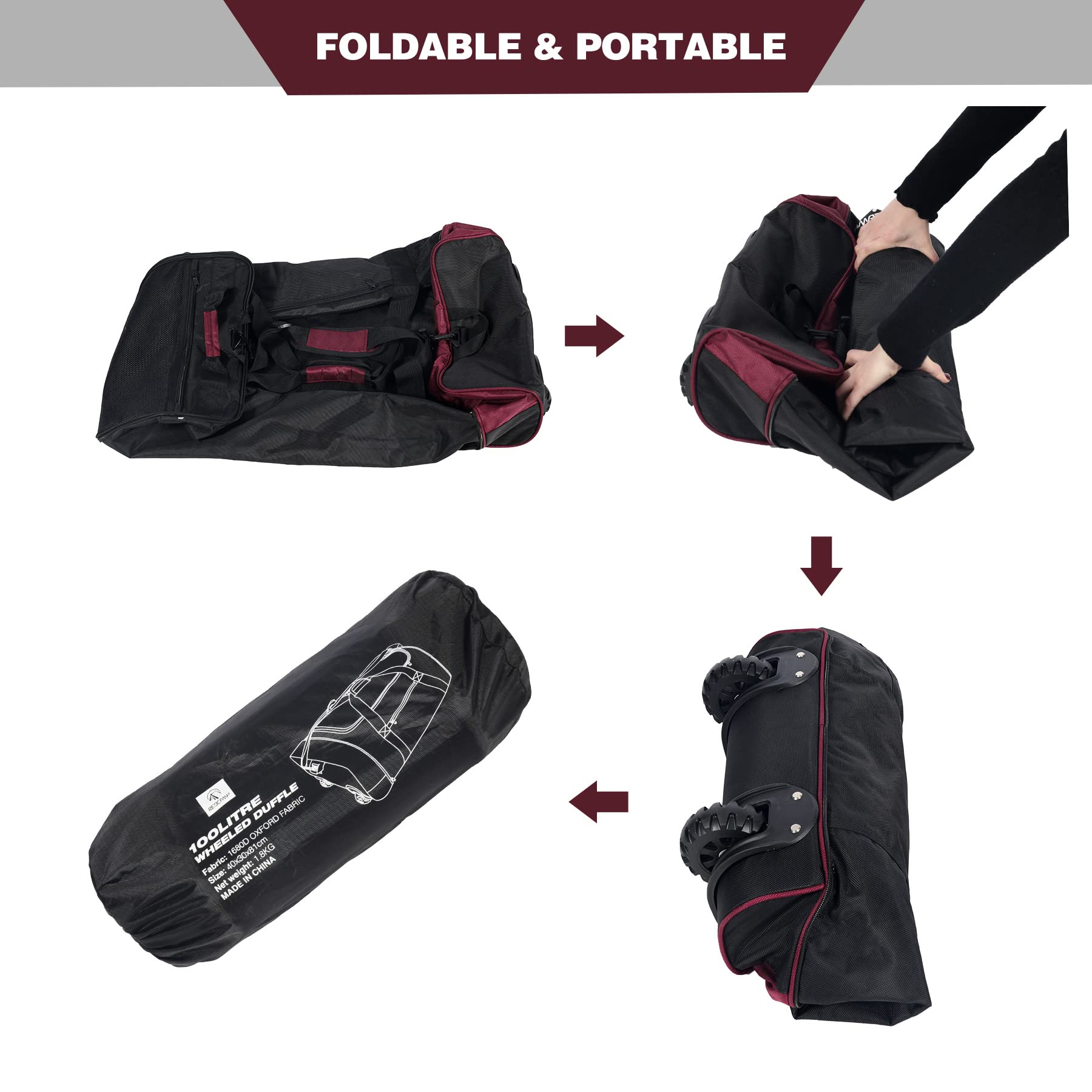 REDCAMP 85L 120L 140L Foldable Duffle Bag with Wheels, Large Travel Duffel Bag, 120l Camouflage - View 5 of 9