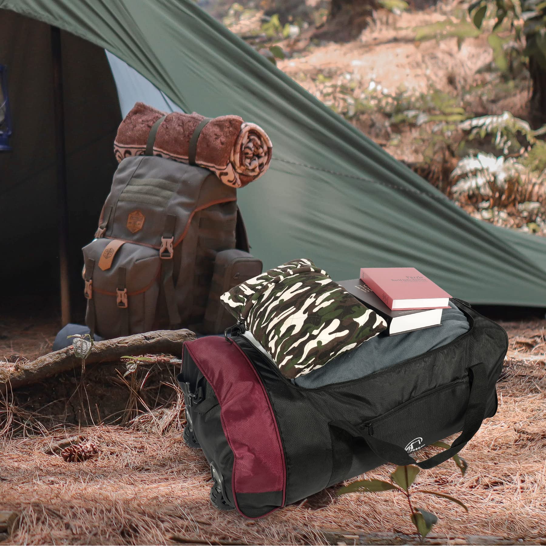 REDCAMP 85L 120L 140L Foldable Duffle Bag with Wheels, Large Travel Duffel Bag, 120l Camouflage - View 9 of 9