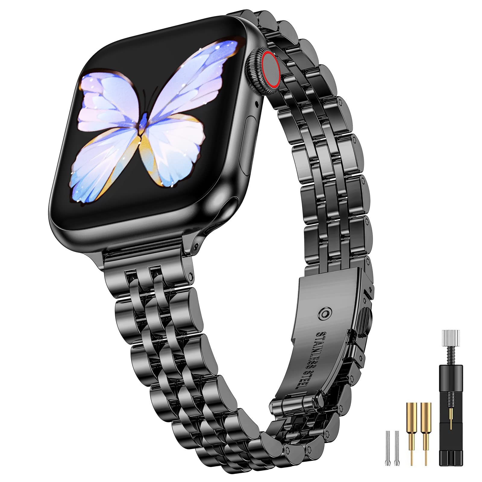 MioHHR Metal Band Compatible with Apple Watch Bands 49mm 46mm(Series 11 10) 45mm 44mm 42mm,Dressy Stainless Steel Strap for Women iWatch Ultra3 2 1