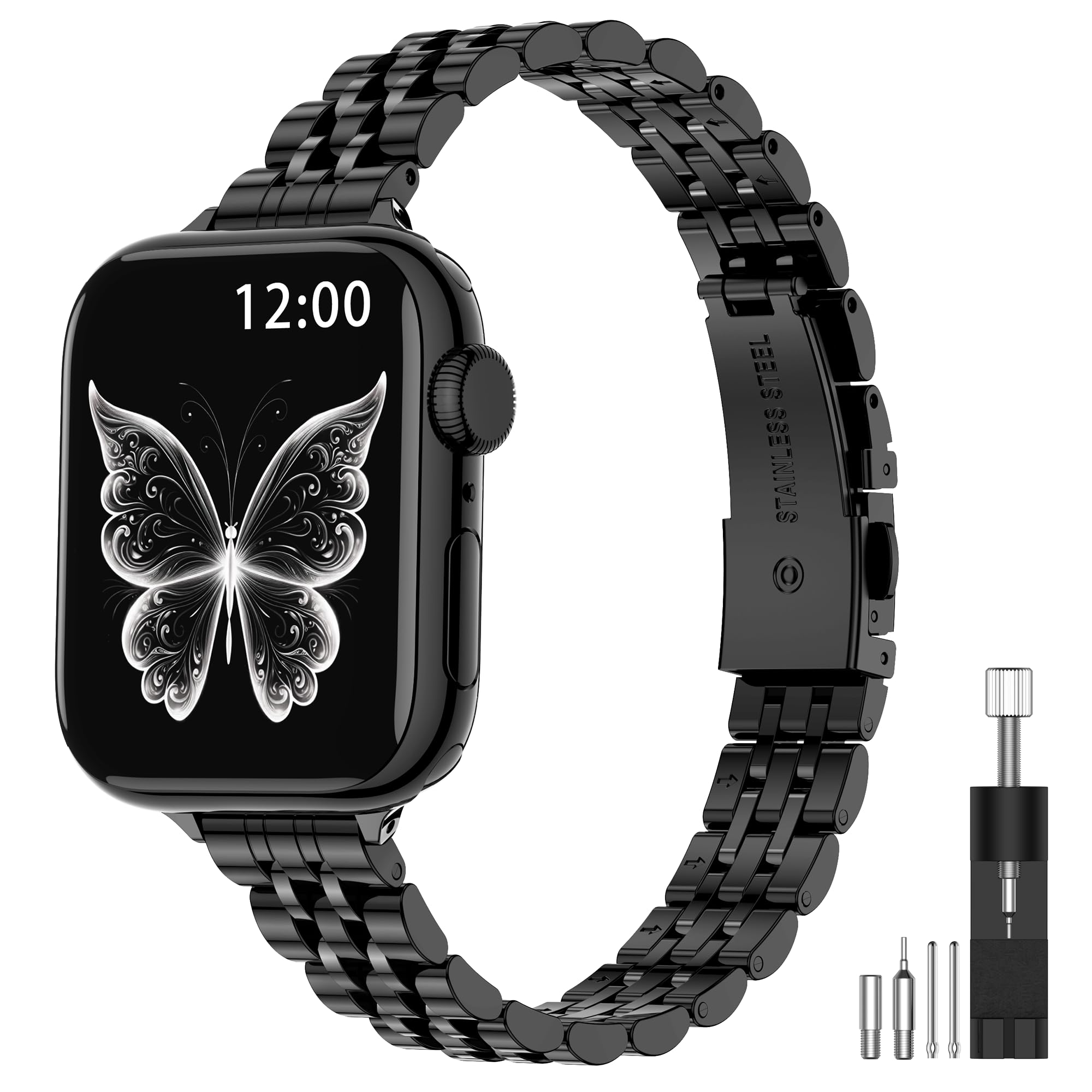 MioHHR Slim Metal Band Compatible with Apple Watch Band 42mm(Series 11 10) 41mm 40mm 38mm,Dressy Stainless Steel Chain Strap for Women iWatch Bands