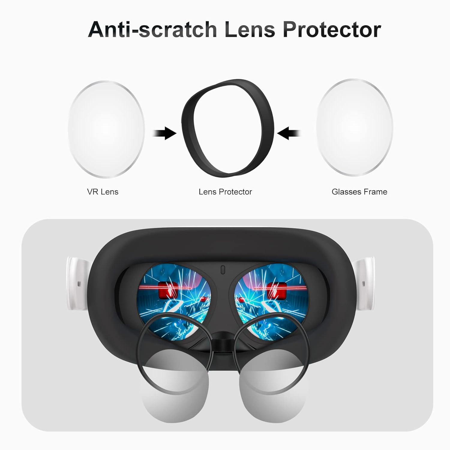 SUPERUS SUPERUS Face Cover Pad and Glasses Spacer for Oculus Meta Quest 2 Accessories Enhanced Comfort and Scratch Prevention for VR Lenses Black - View 8 of 8