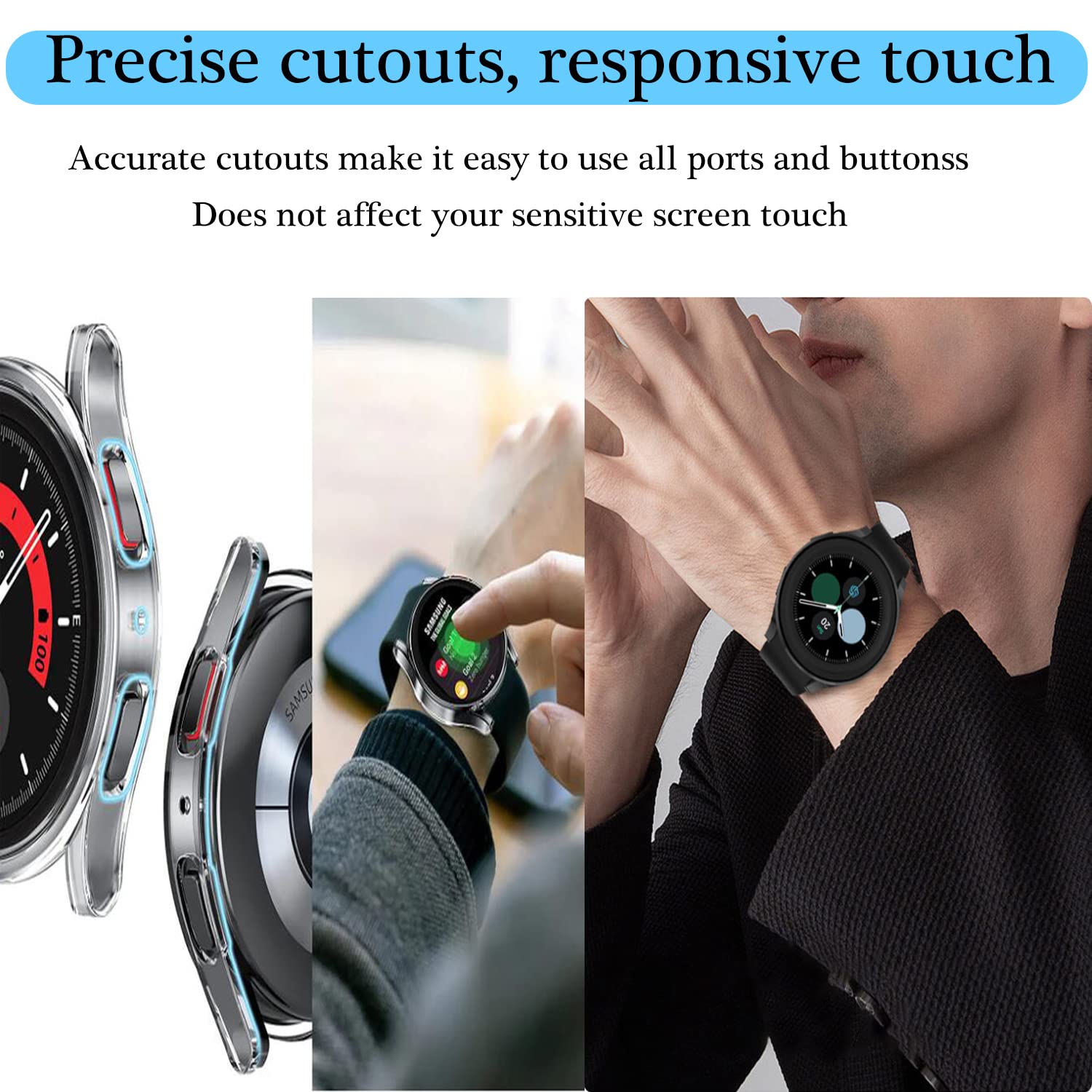6pack Compatible with Samsung Galaxy Watch 5 Pro Case 2022, Soft TPU Plated All Around Scratch-Proof Screen Protector Case Cover for Galaxy Watch 5 - View 2 of 8
