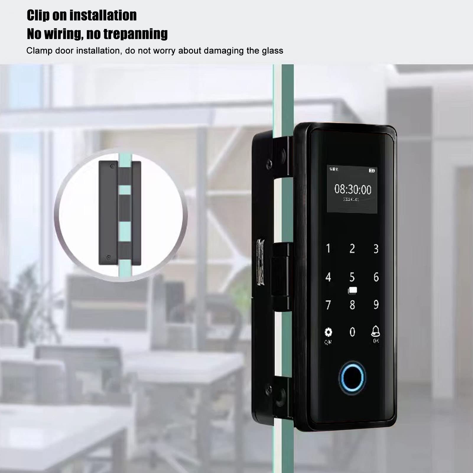 Dioche Smart Lock Keyless Entry Deadbolt Electronic Digital Glass Door Lock with Fingerprint and Password Entry Touchscreen Keypad for Office - View 3 of 9