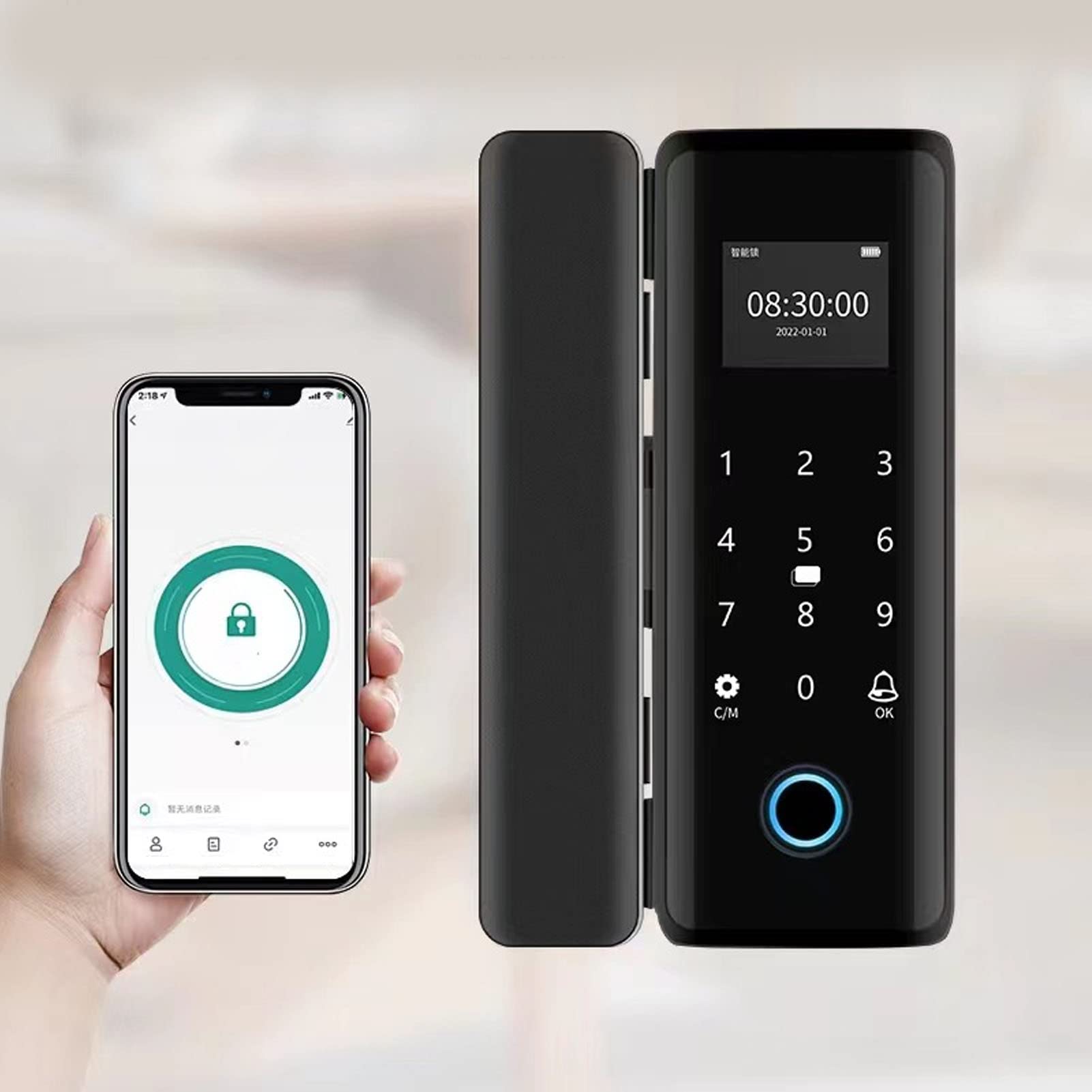 Dioche Smart Lock Keyless Entry Deadbolt Electronic Digital Glass Door Lock with Fingerprint and Password Entry Touchscreen Keypad for Office - View 7 of 9