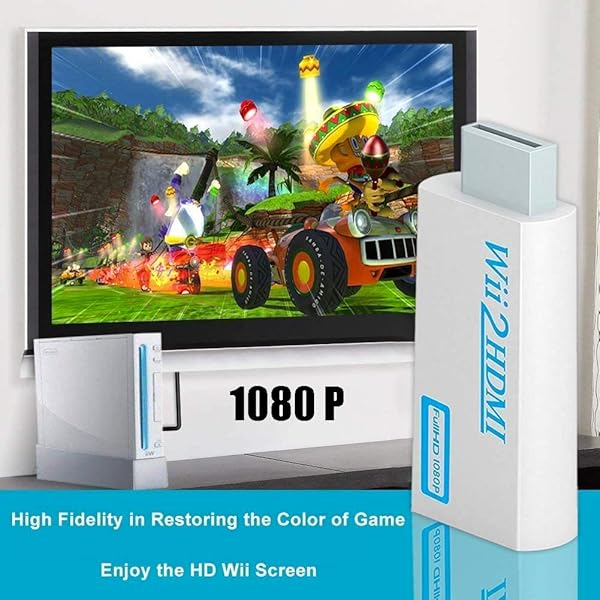 JUEJUEZI Wii HDMI Converter Adapter 1080P Output with 3.5mm Audio Jack and 5ft High Speed HDMI Cable for All Wii Display Modes - View 3 of 10