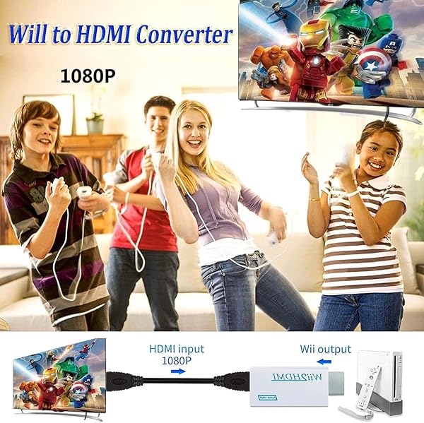 JUEJUEZI Wii HDMI Converter Adapter 1080P Output with 3.5mm Audio Jack and 5ft High Speed HDMI Cable for All Wii Display Modes - View 8 of 10