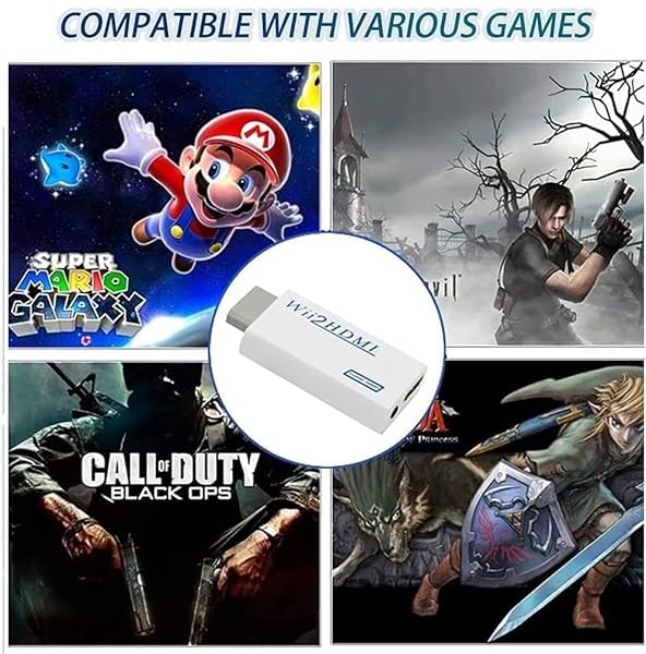 JUEJUEZI Wii HDMI Converter Adapter 1080P Output with 3.5mm Audio Jack and 5ft High Speed HDMI Cable for All Wii Display Modes - View 10 of 10