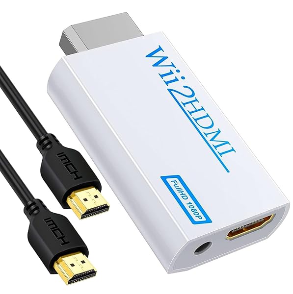 JUEJUEZI Wii HDMI Converter Adapter 1080P Output with 3.5mm Audio Jack and 5ft High Speed HDMI Cable for All Wii Display Modes - View 2 of 10