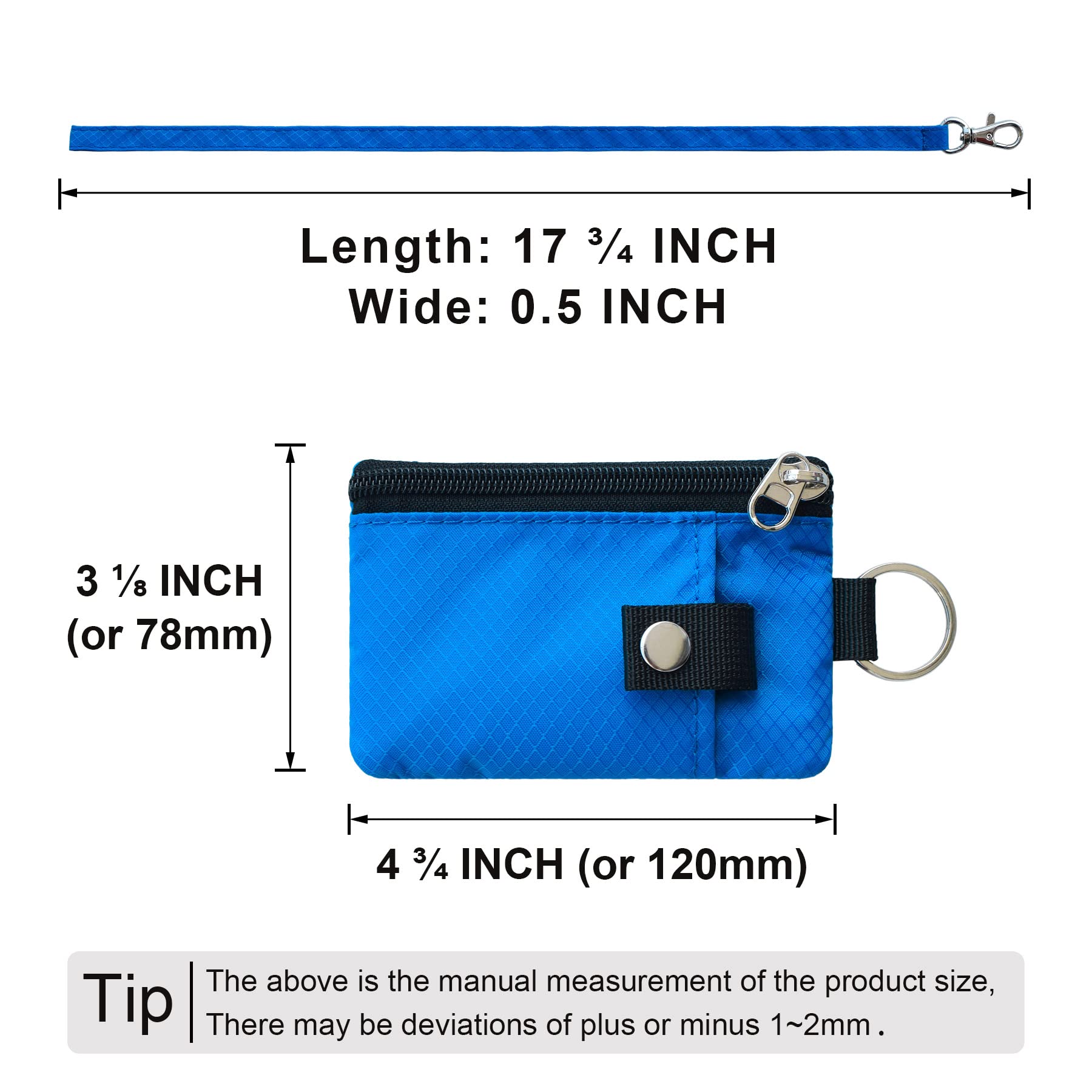 CHENSPRX CHENSPRX Minimalist RFID Blocking Small Wallet with ID Window Water Resistant Zip Case for Cards Cash Travel for Women and Men Blue - View 5 of 7
