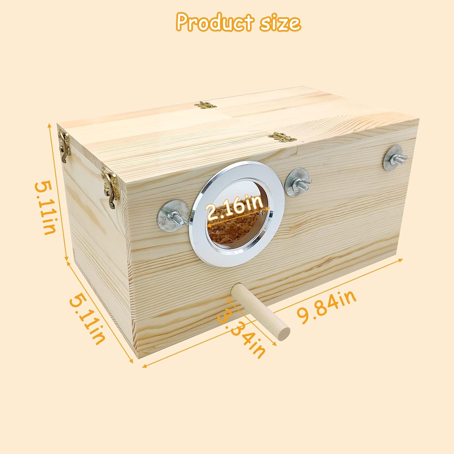 PINVNBY PINVNBY Natural Wood Parakeet Nesting Box for Budgies and Small Birds Transparent Panoramic Design Ideal for Breeding and Caging - View 2 of 7