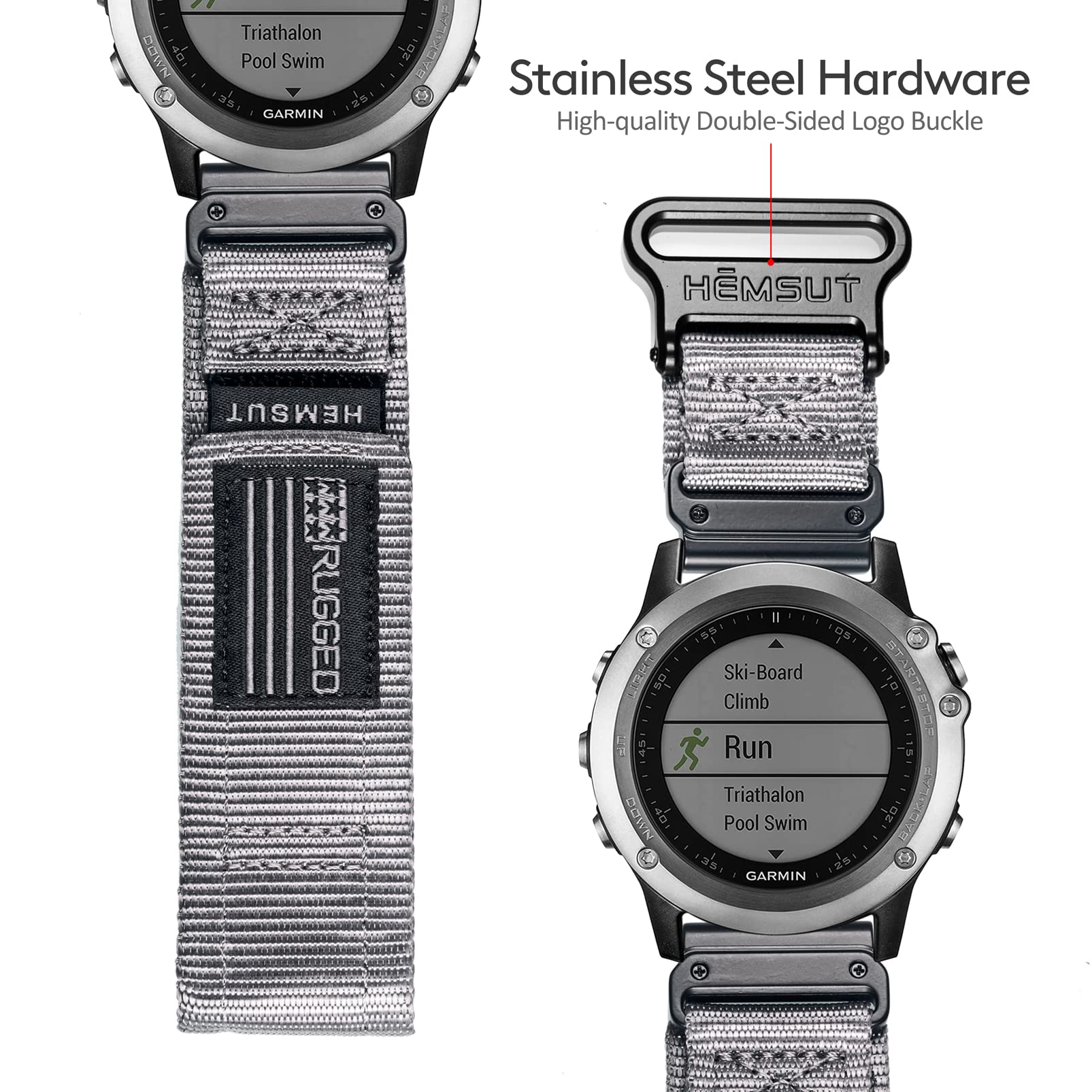 Nylon Sports Watch Band, 26mm Military Strap Compatible with Garmin Instinct 3 50mm Fenix 8 51mm Fenix 7X 7X Pro 6X 6X Pro 5X 5X Plus, Tactix 7 Pro - View 5 of 7