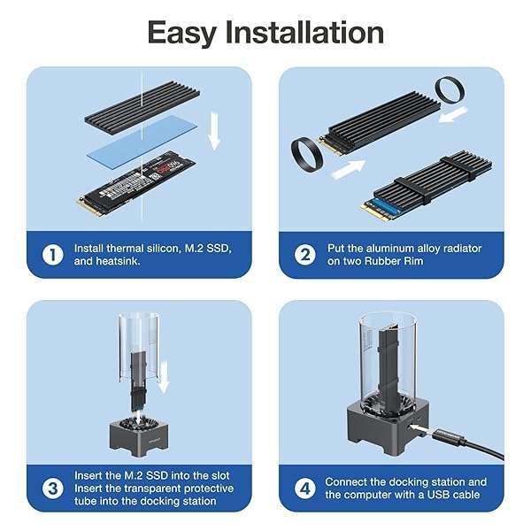 GRAUGEAR GRAUGEAR M.2 NVMe SSD Enclosure with Cooling Fan & USB 3.2 Gen 2 - Fast 10Gbps Docking Station for M Key & B+M Key Drives - View 10 of 11