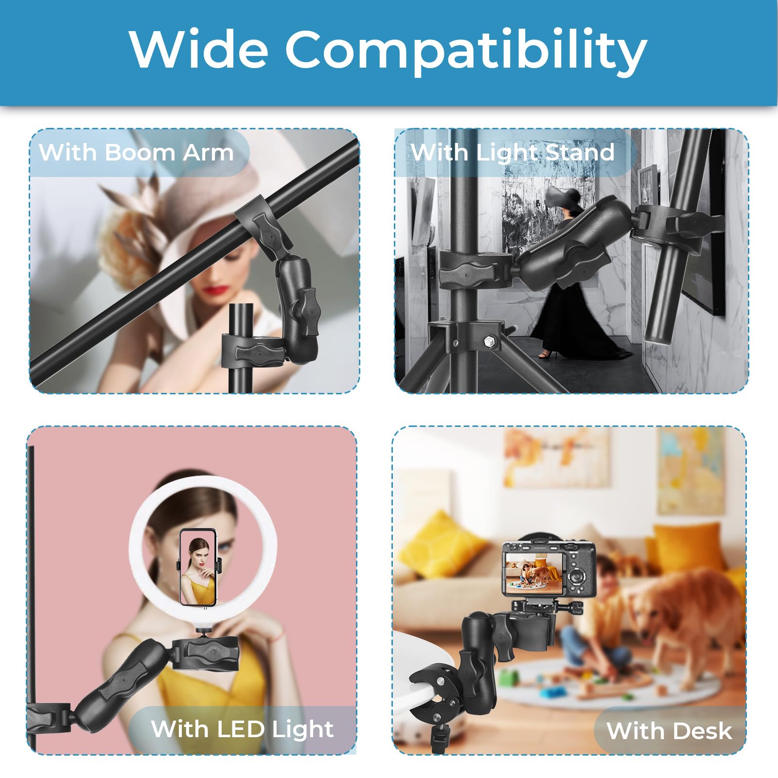 Sequpr Camera Clamp Mount for Gopro Multifunction Holder for Motorcycle Photography Light Umbrella Selfie Stick Reflector - View 7 of 7