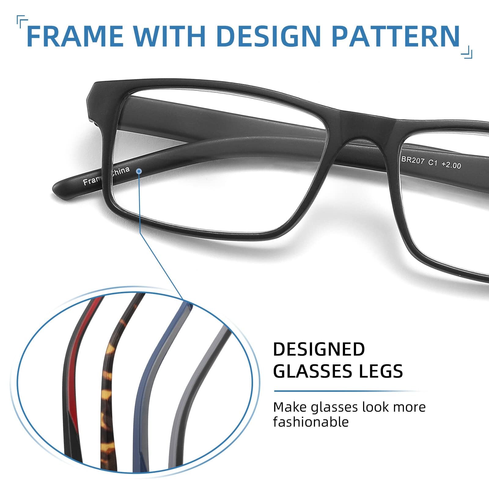 JAWSOCK JAWSOCK 4 Pack Blue Light Blocking Reading Glasses for Men and Women Rectangular Frame Anti Eyestrain UV Ray Eyeglasses 1.75x - View 8 of 8