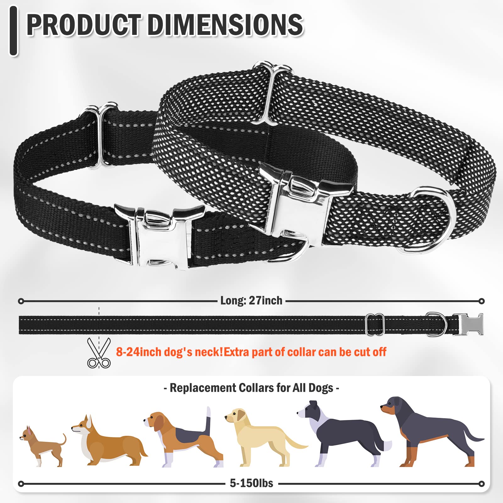 ESGPET ESGPET Reflective Dog Collar Strap Replacement for Shock Collars Compatible with Most Brands 2 Pack - View 2 of 7