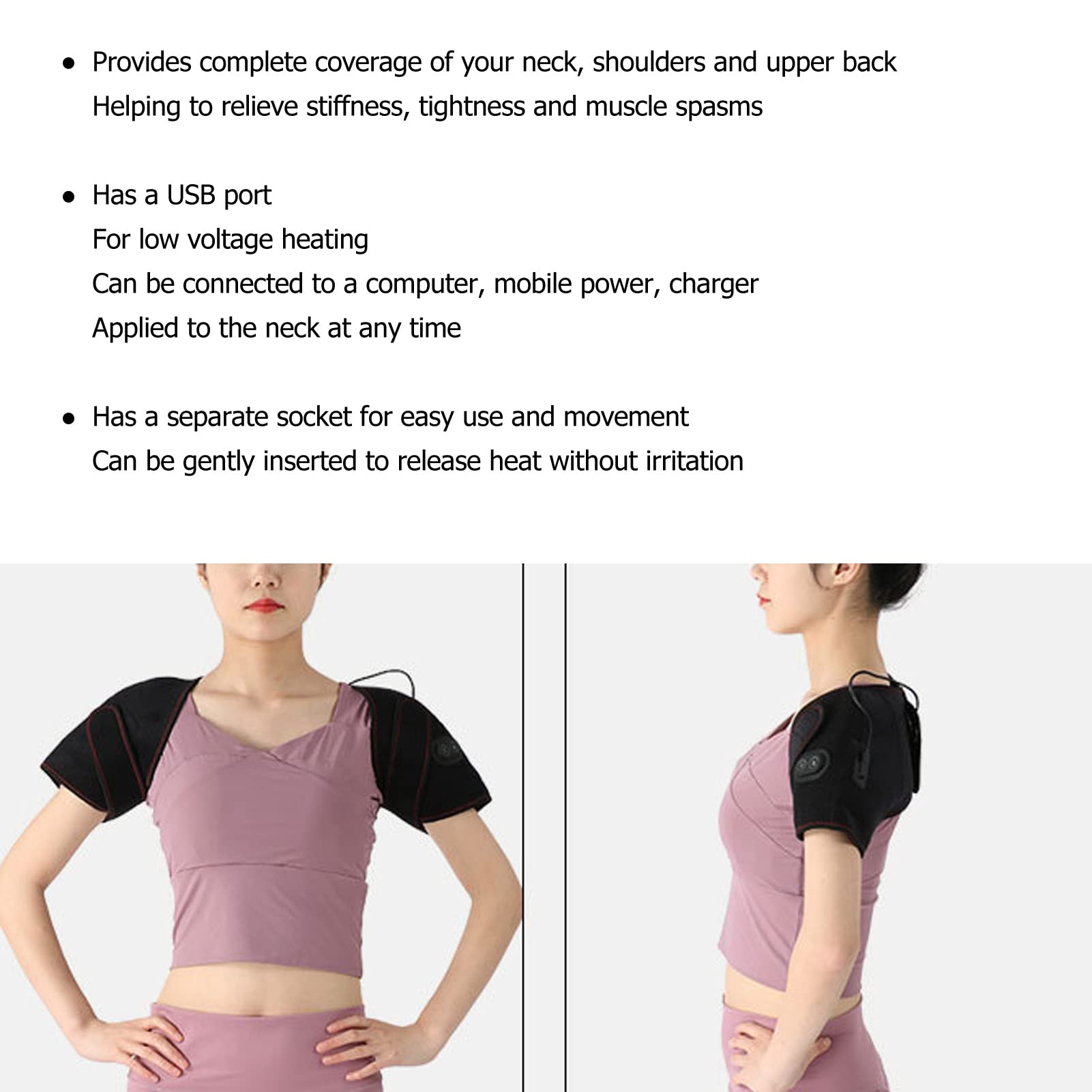 ANGGREK ANGGREK Heating Shoulder Pad USB Charging Warm Massage Electric Heated Wrap for Stiffness Relief and Comfort - View 3 of 9