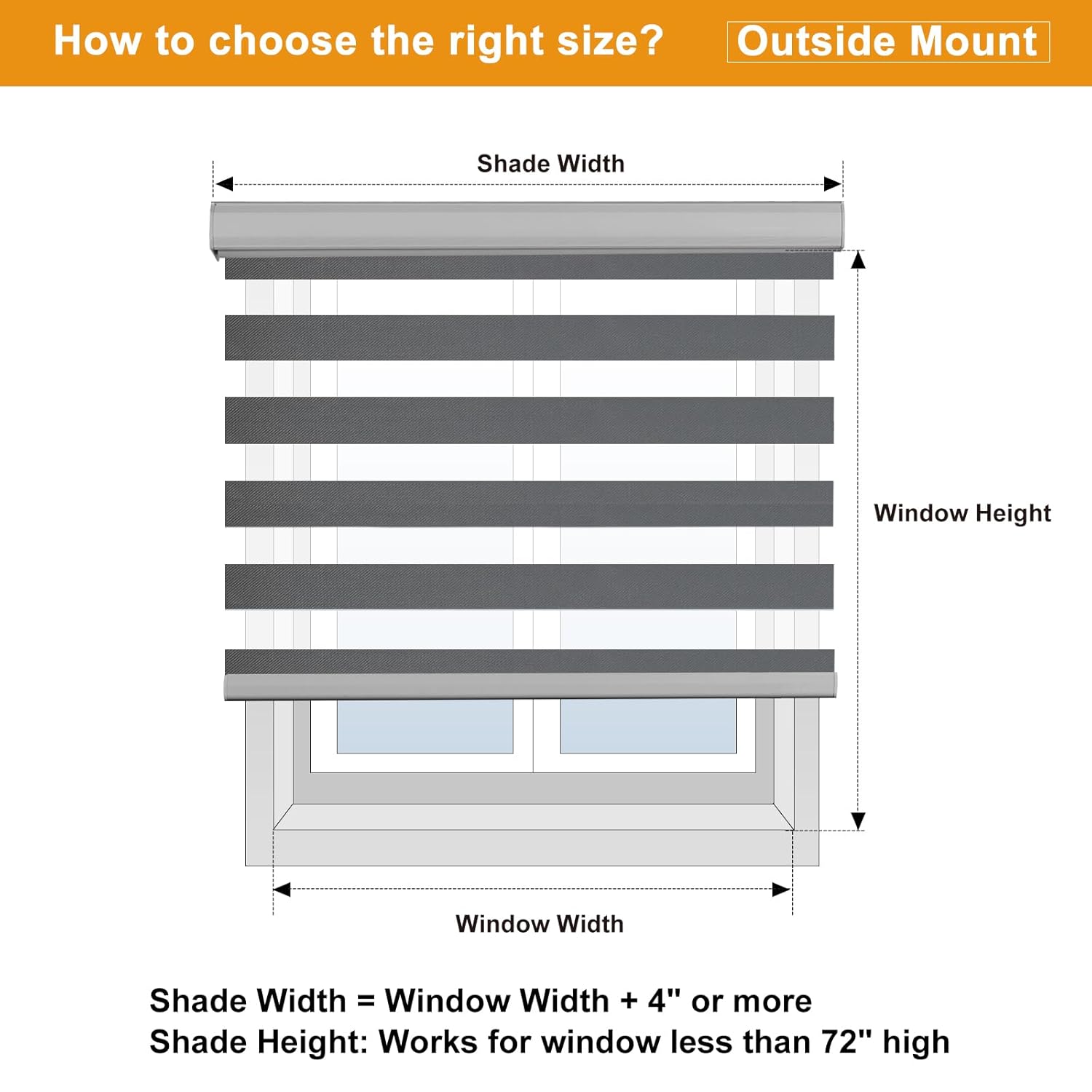Persilux Persilux Cordless Zebra Blinds 36x64 Grey Dual Layer Light Control Easy Install Free Stop Roller Shades for Home - View 8 of 9