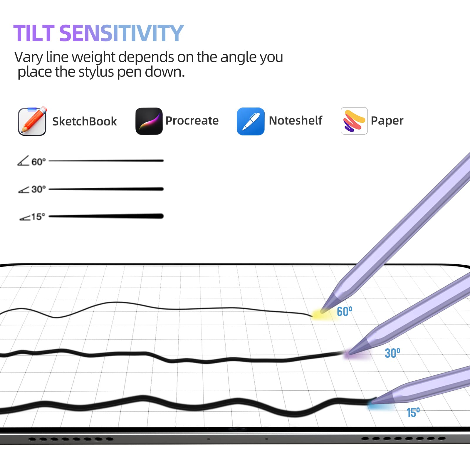 MMK Stylus Pen for iPad 6th-10th, A16, Energy-Saving Fast Charging Apple Pencil for iPad Air 5 4 3rd, iPad Pro 11 12.9 Inch, iPad mini 5 6th (Purple) - View 4 of 9