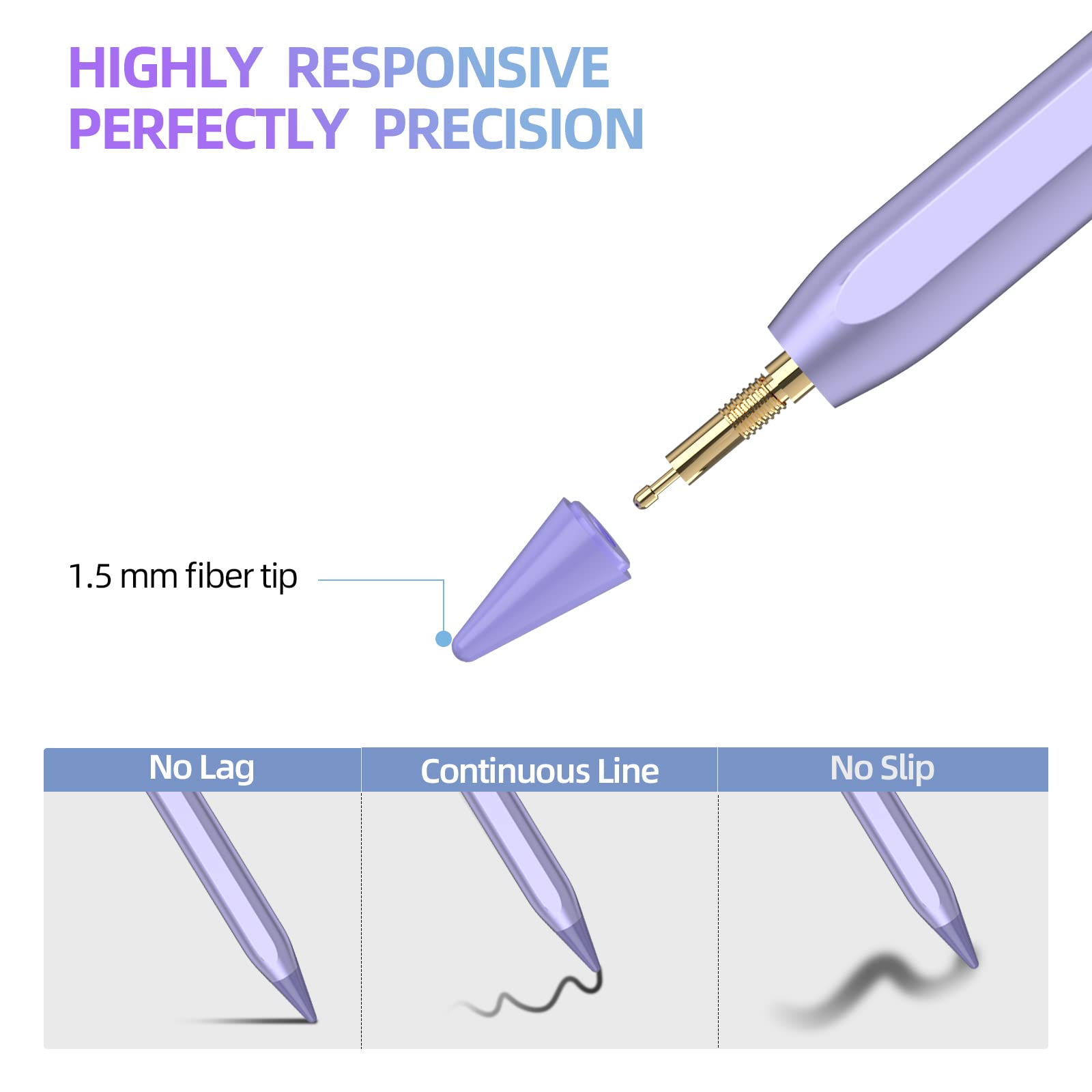 MMK Stylus Pen for iPad 6th-10th, A16, Energy-Saving Fast Charging Apple Pencil for iPad Air 5 4 3rd, iPad Pro 11 12.9 Inch, iPad mini 5 6th (Purple) - View 5 of 9