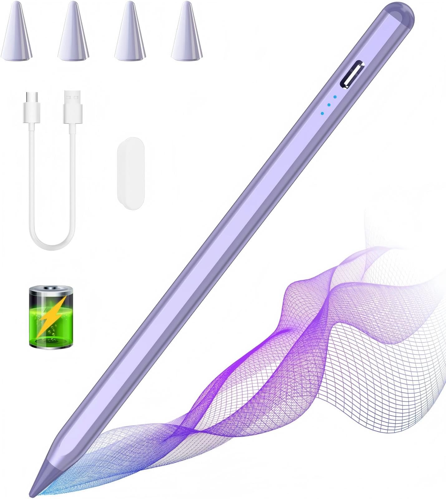 MMK Stylus Pen for iPad 6th-10th, A16, Energy-Saving Fast Charging Apple Pencil for iPad Air 5 4 3rd, iPad Pro 11 12.9 Inch, iPad mini 5 6th (Purple)