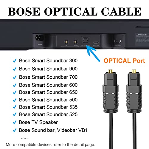 LILIBIN 5ft Optical Audio Cable for Bose Soundbars: 300, 900, Solo 5 & More - Enhance Your Home Theater Experience - View 3 of 7