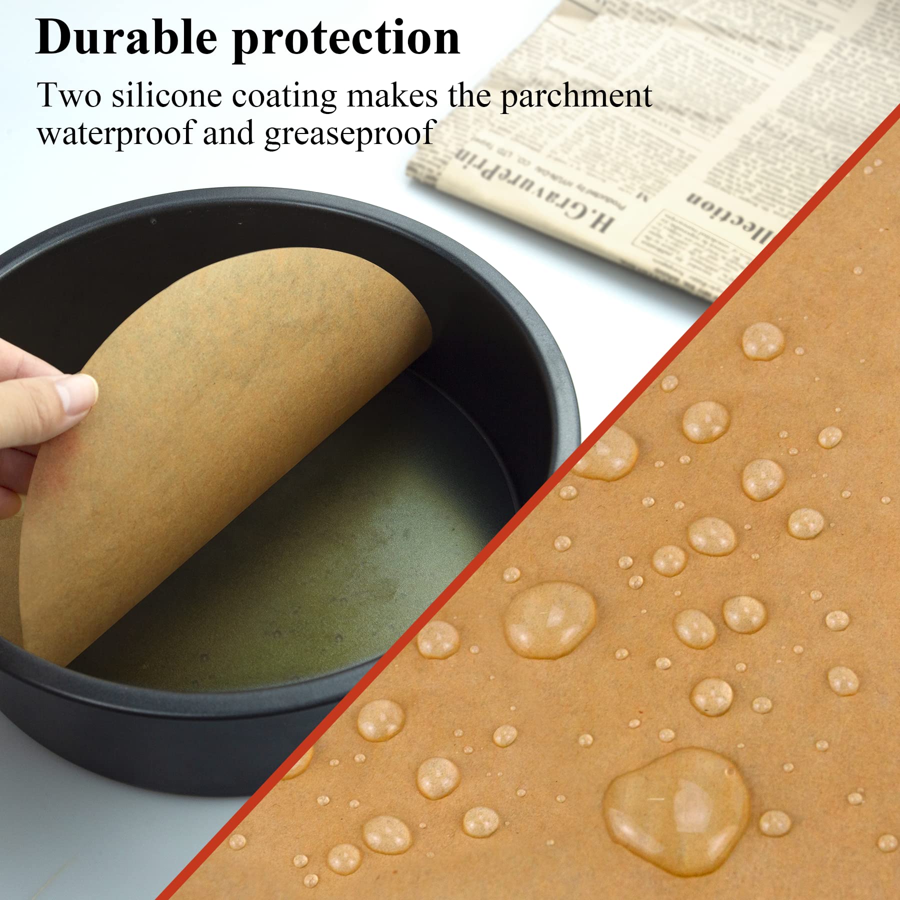 DISSKNIC DISSKNIC 8 Inch Unbleached Non Stick Parchment Paper Rounds 200PCS Precut for Baking Sheets Cake Pans and Bamboo Steamer - View 3 of 8