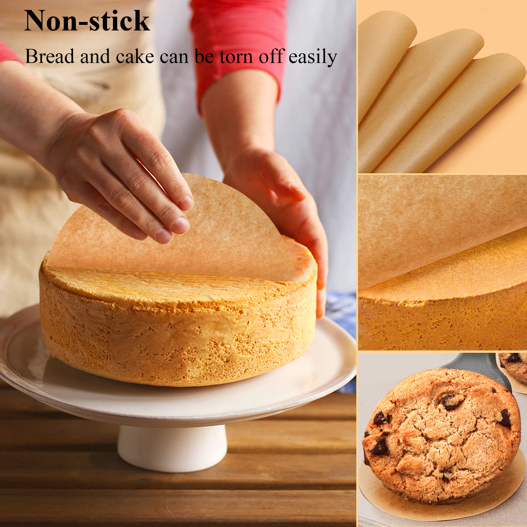 DISSKNIC DISSKNIC 8 Inch Unbleached Non Stick Parchment Paper Rounds 200PCS Precut for Baking Sheets Cake Pans and Bamboo Steamer - View 4 of 8