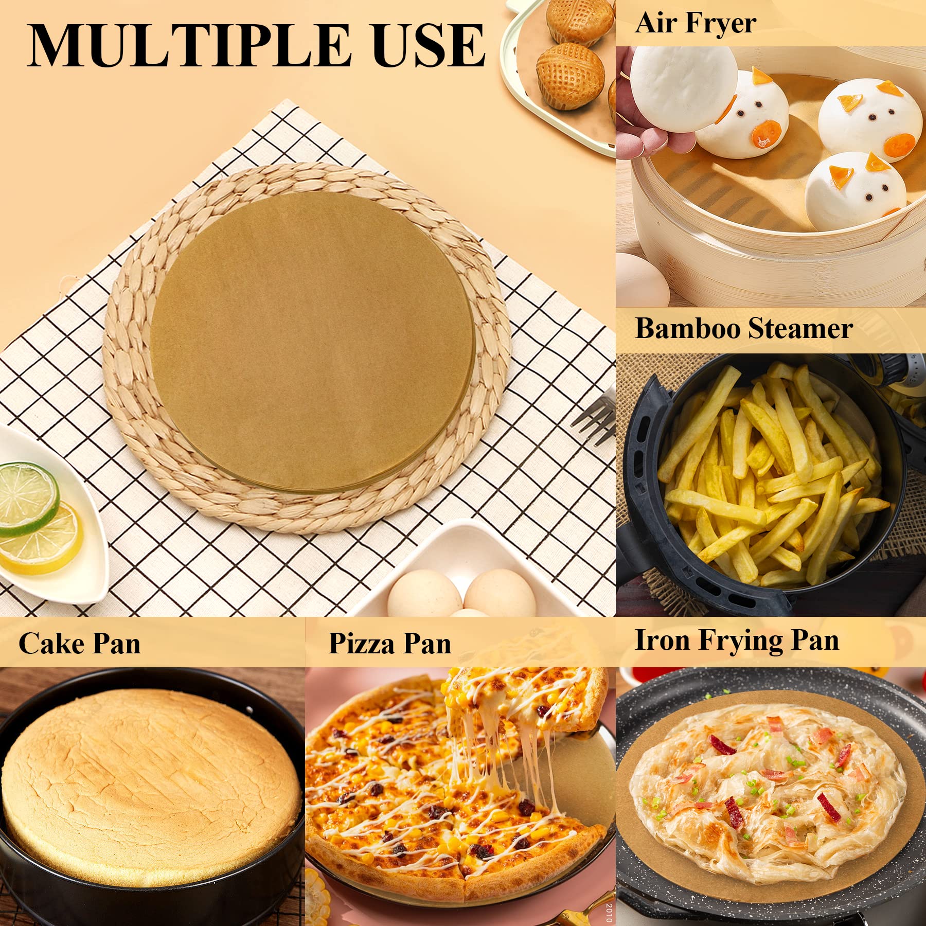 DISSKNIC DISSKNIC 8 Inch Unbleached Non Stick Parchment Paper Rounds 200PCS Precut for Baking Sheets Cake Pans and Bamboo Steamer - View 6 of 8