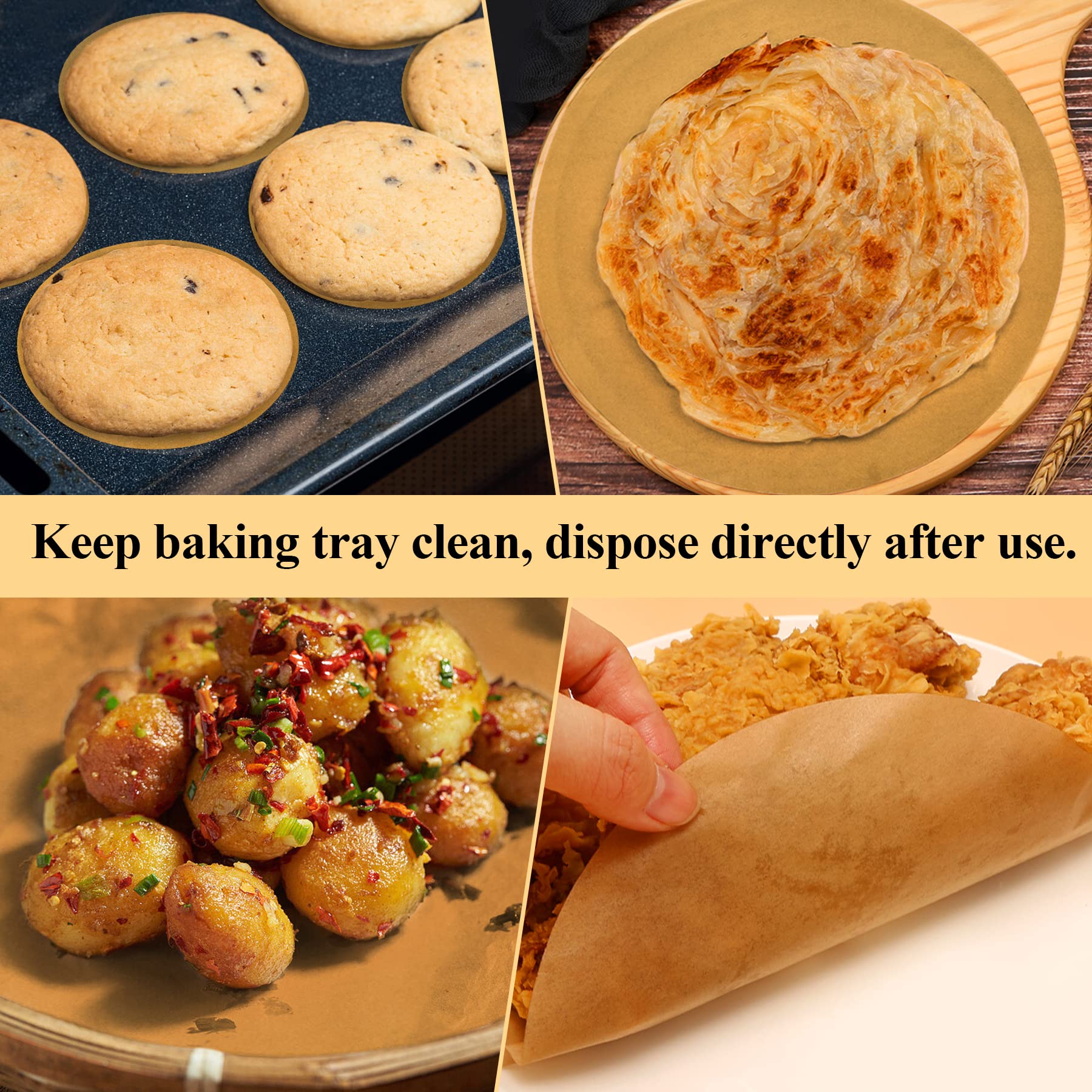 DISSKNIC DISSKNIC 8 Inch Unbleached Non Stick Parchment Paper Rounds 200PCS Precut for Baking Sheets Cake Pans and Bamboo Steamer - View 8 of 8