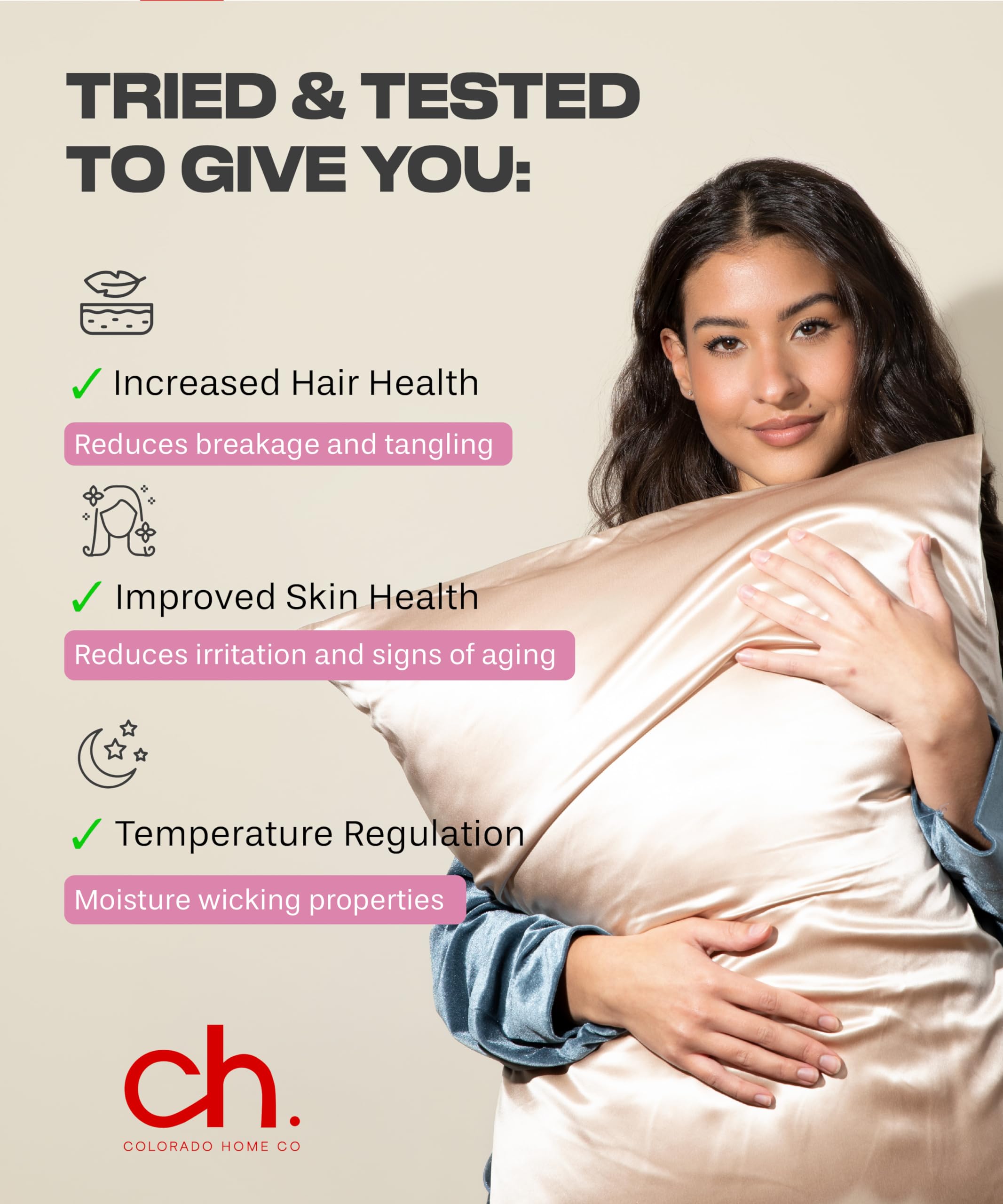 Colorado Home Co Sunday Silks Silk Pillow Cases 2 Pack 22 Momme Mulberry Silk Pillowcase Set 100 Pure Silk Slip Pillowcases for Couples Standard Queen King Size Oat Milk - View 2 of 8