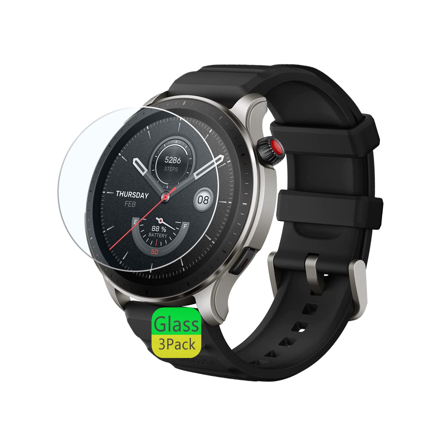Aemus Screen protector Compatible for Amazfit GTR 4 Smart Watch (3 Pack) HD Tempered Glass Film