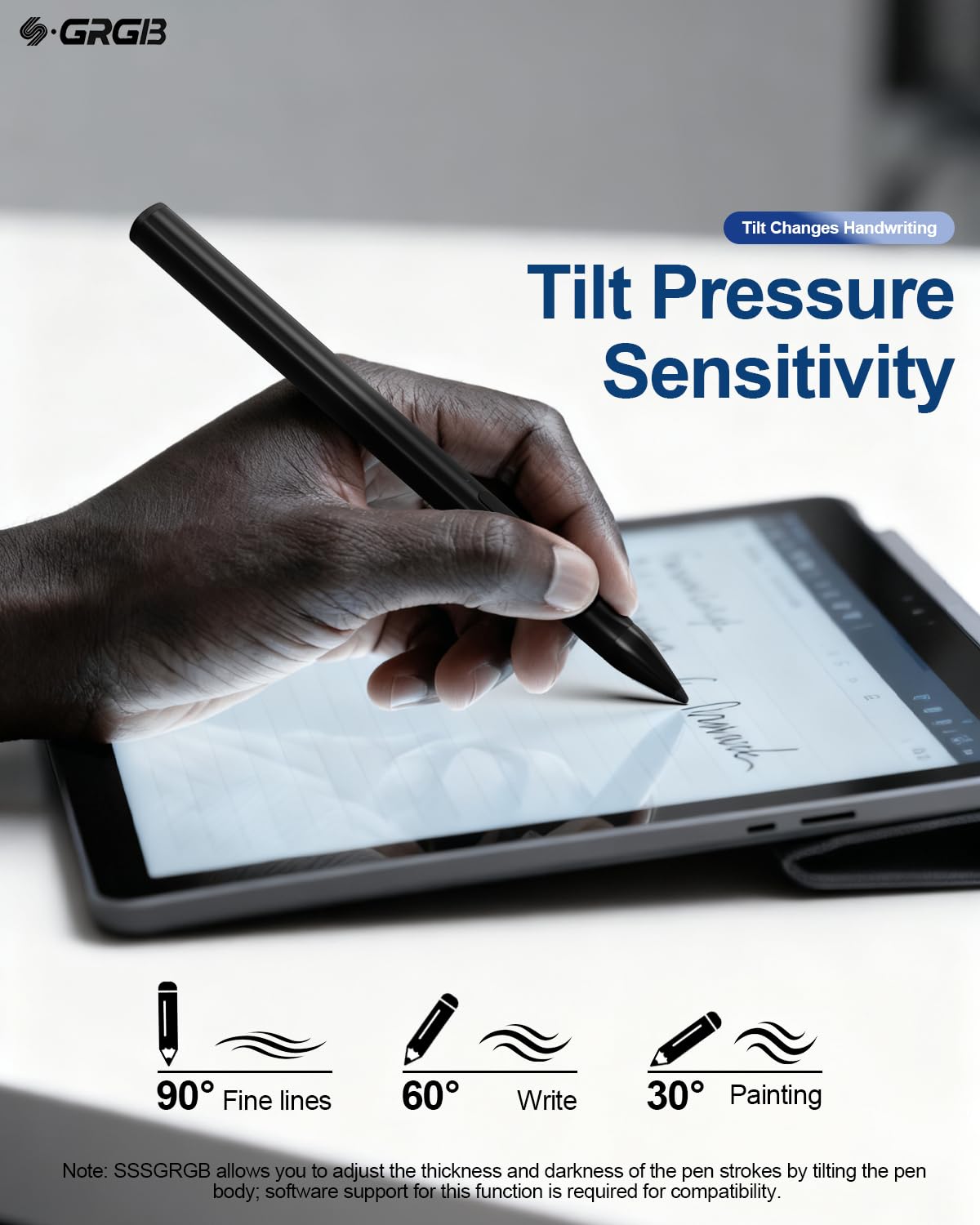 SSS·GRGB SSS GRGB Stylus Pen for Microsoft Surface Pro Go Laptop Studio Book with 4096 Tilt Pressure Palm Rejection Magnetic Attachment Silver - View 3 of 9