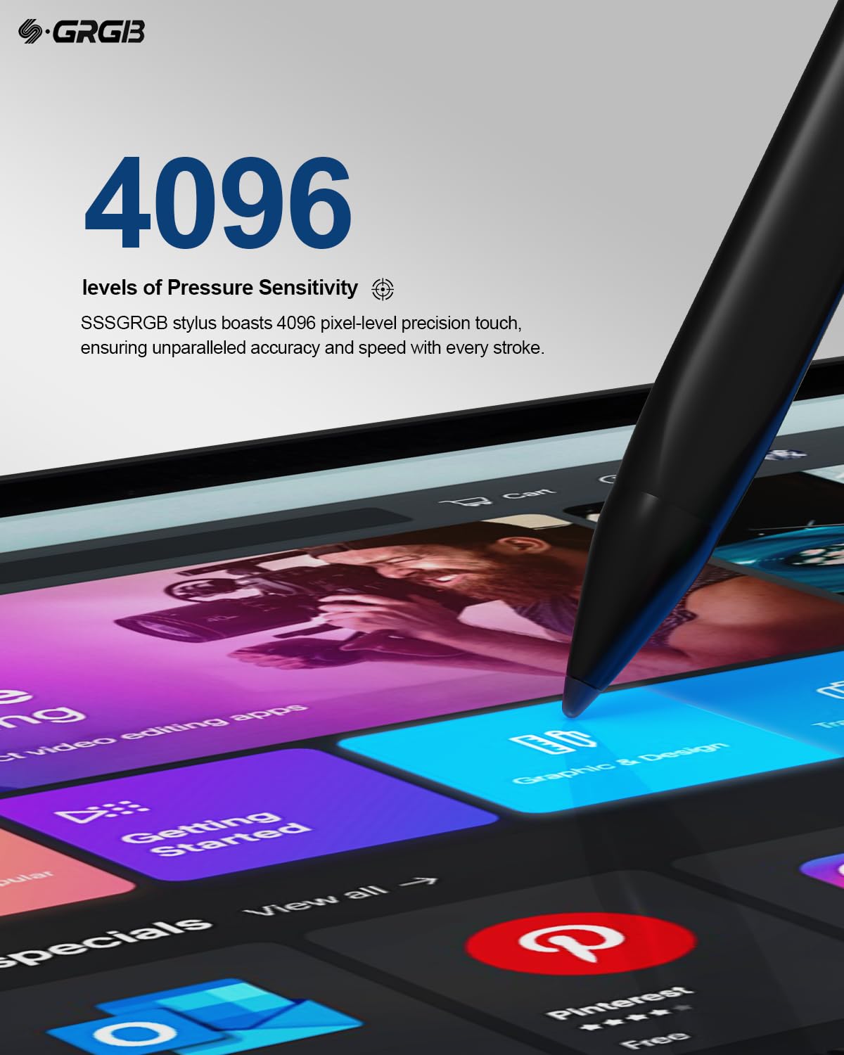 SSS·GRGB SSS GRGB Stylus Pen for Microsoft Surface Pro Go Laptop Studio Book with 4096 Tilt Pressure Palm Rejection Magnetic Attachment Silver - View 4 of 9