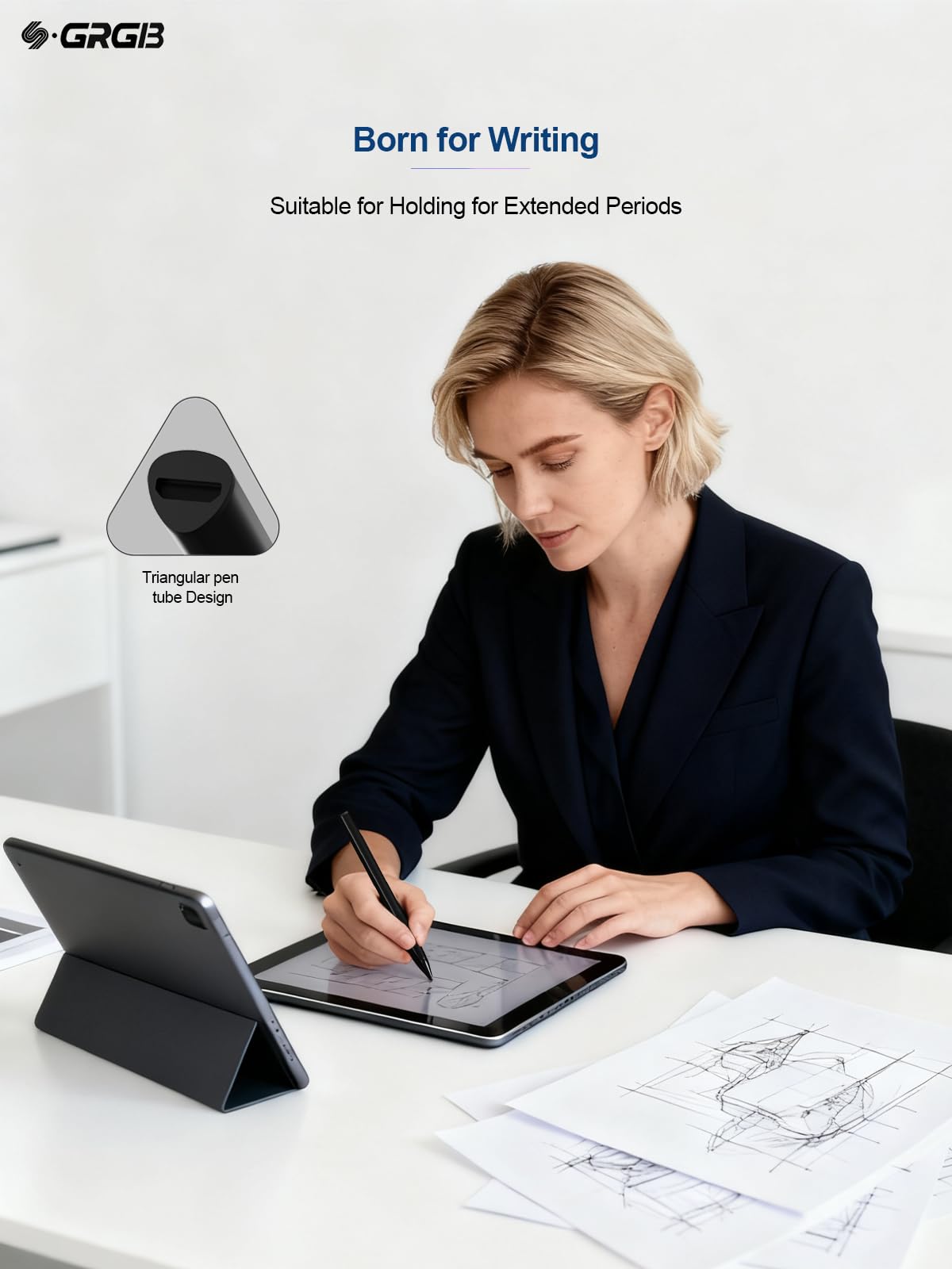 SSS·GRGB SSS GRGB Stylus Pen for Microsoft Surface Pro Go Laptop Studio Book with 4096 Tilt Pressure Palm Rejection Magnetic Attachment Silver - View 8 of 9